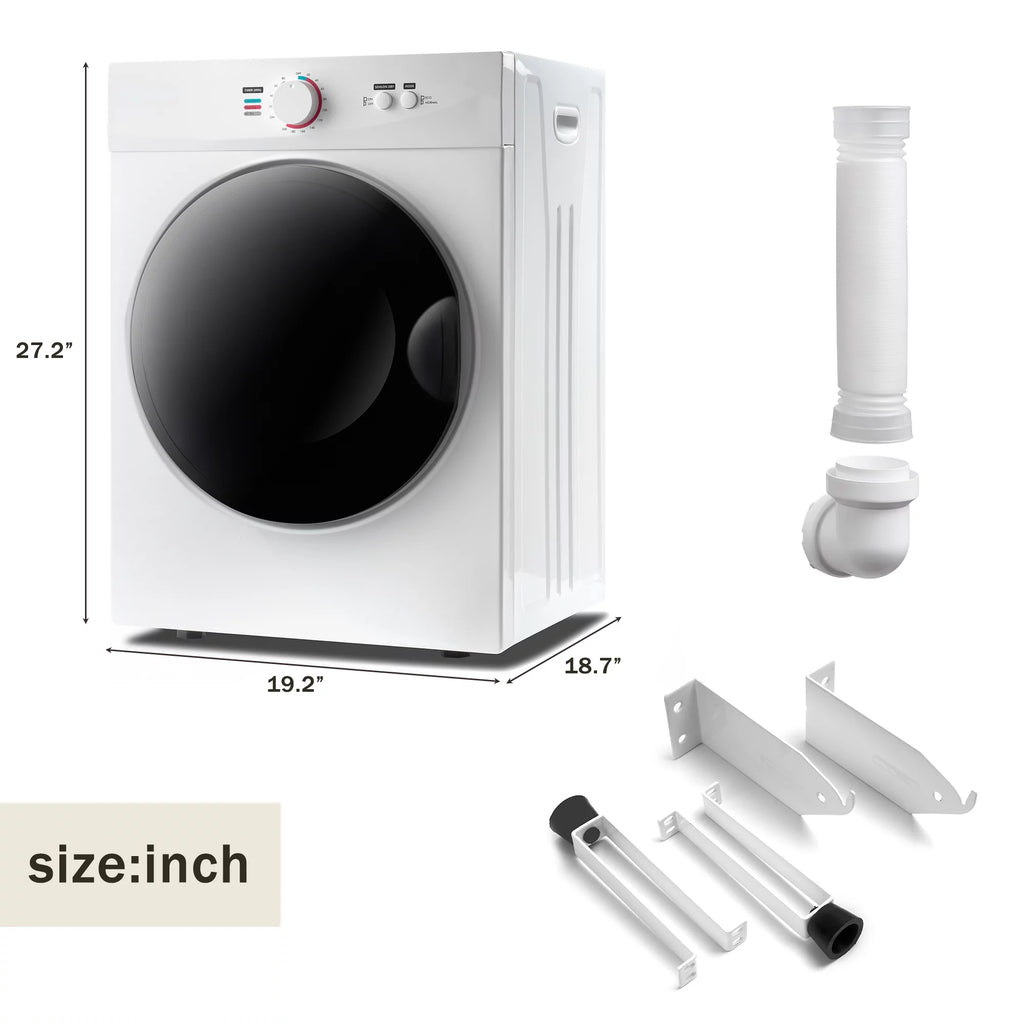 1020W 1.41cu ft Portable Front Load Electric Clothes Dryer with Stainless Steel Tub L344