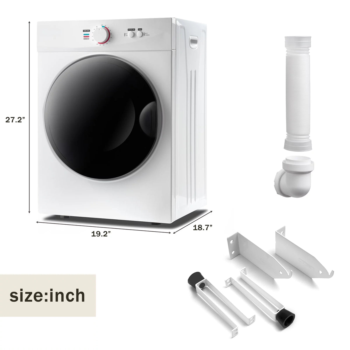 1020W 1.41cu ft Portable Front Load Electric Clothes Dryer with Stainless Steel Tub L344