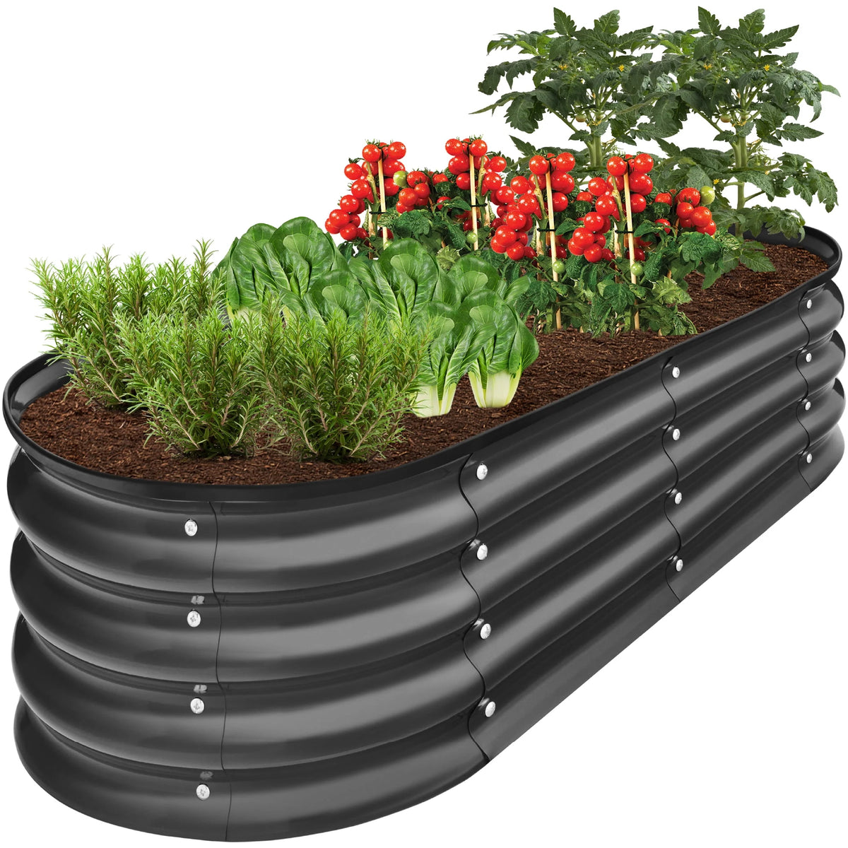 4x2x1ft Outdoor Raised Metal Oval Garden Bed K186822