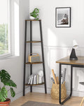 Rustic Brown 4 Tier Corner Bookshelf X239