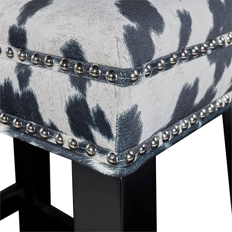Black Wood Cow Print Bar Stool N86083
