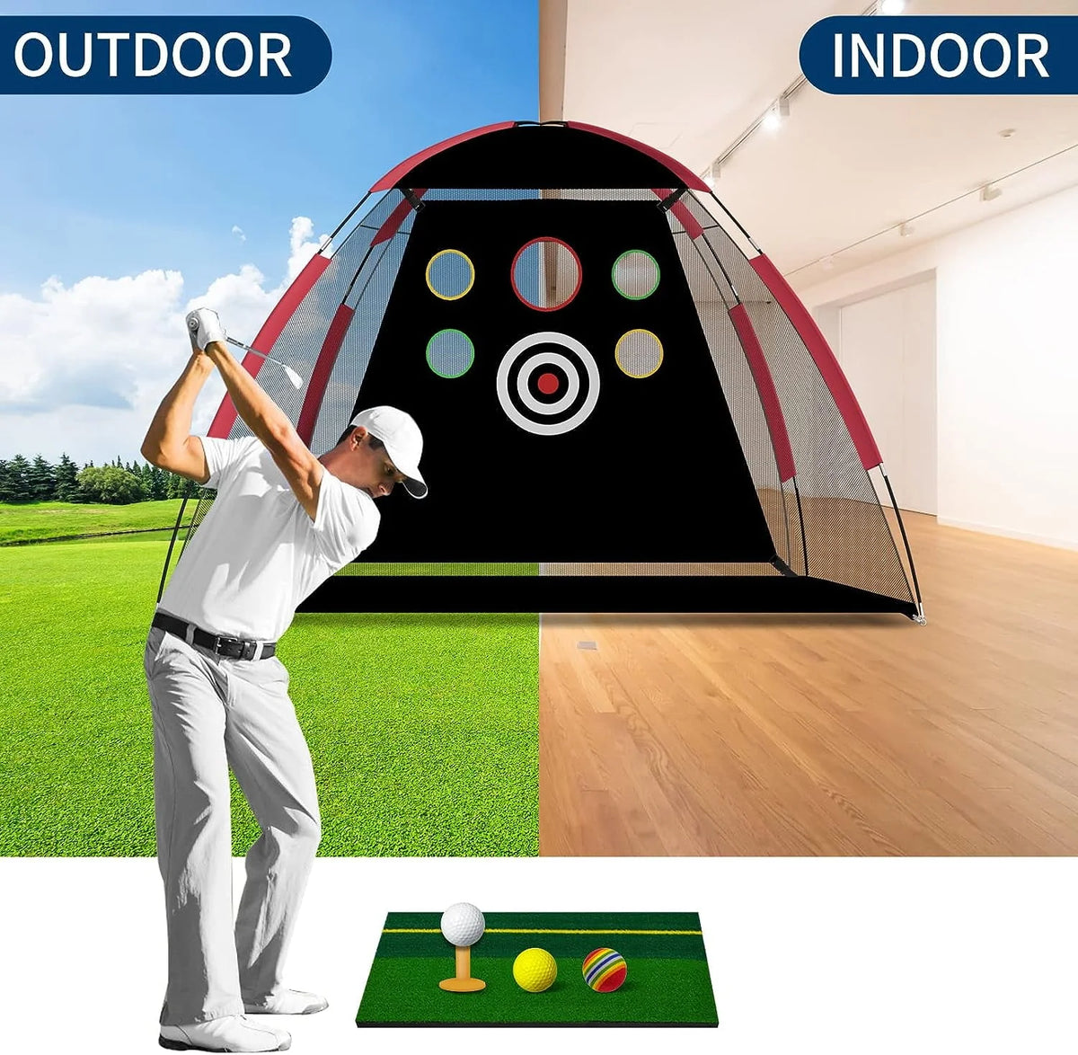 Golf Practice Net with Hitting Mat and Carry Bag T14421