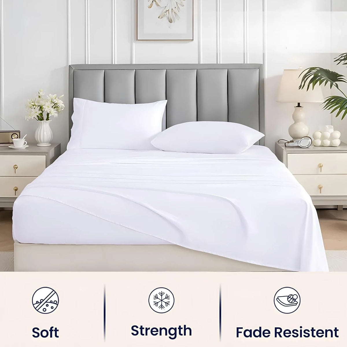 White 4-Piece Queen Egyptian Cotton Sheet Set W1425