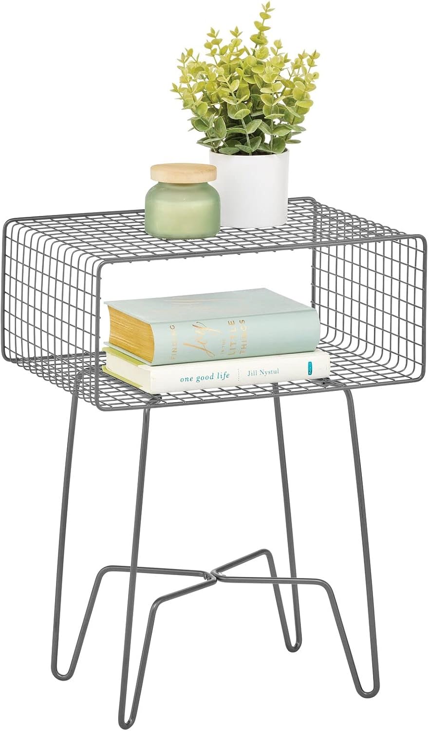 Chrome 2-Tier Metal Side Table with Storage Shelf G1409
