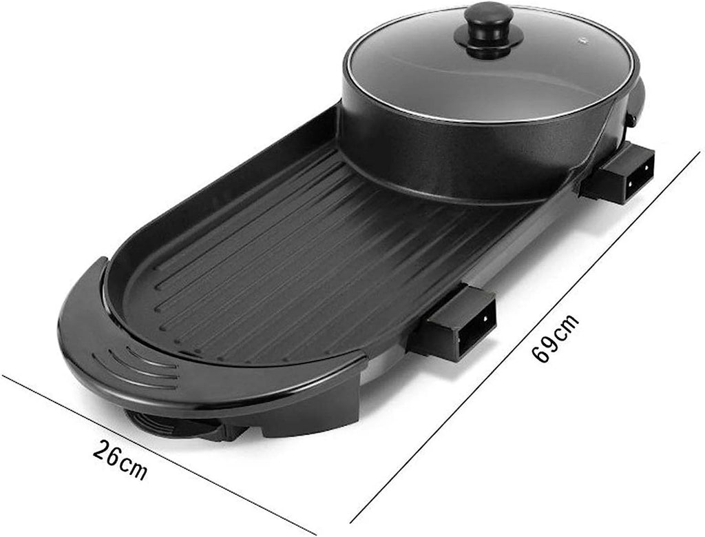 Black Electric Hot Pot and Smokeless BBQ Grill W146435