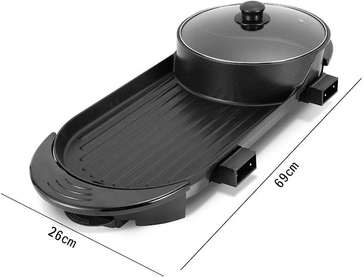 Black Electric Hot Pot and Smokeless BBQ Grill W146435
