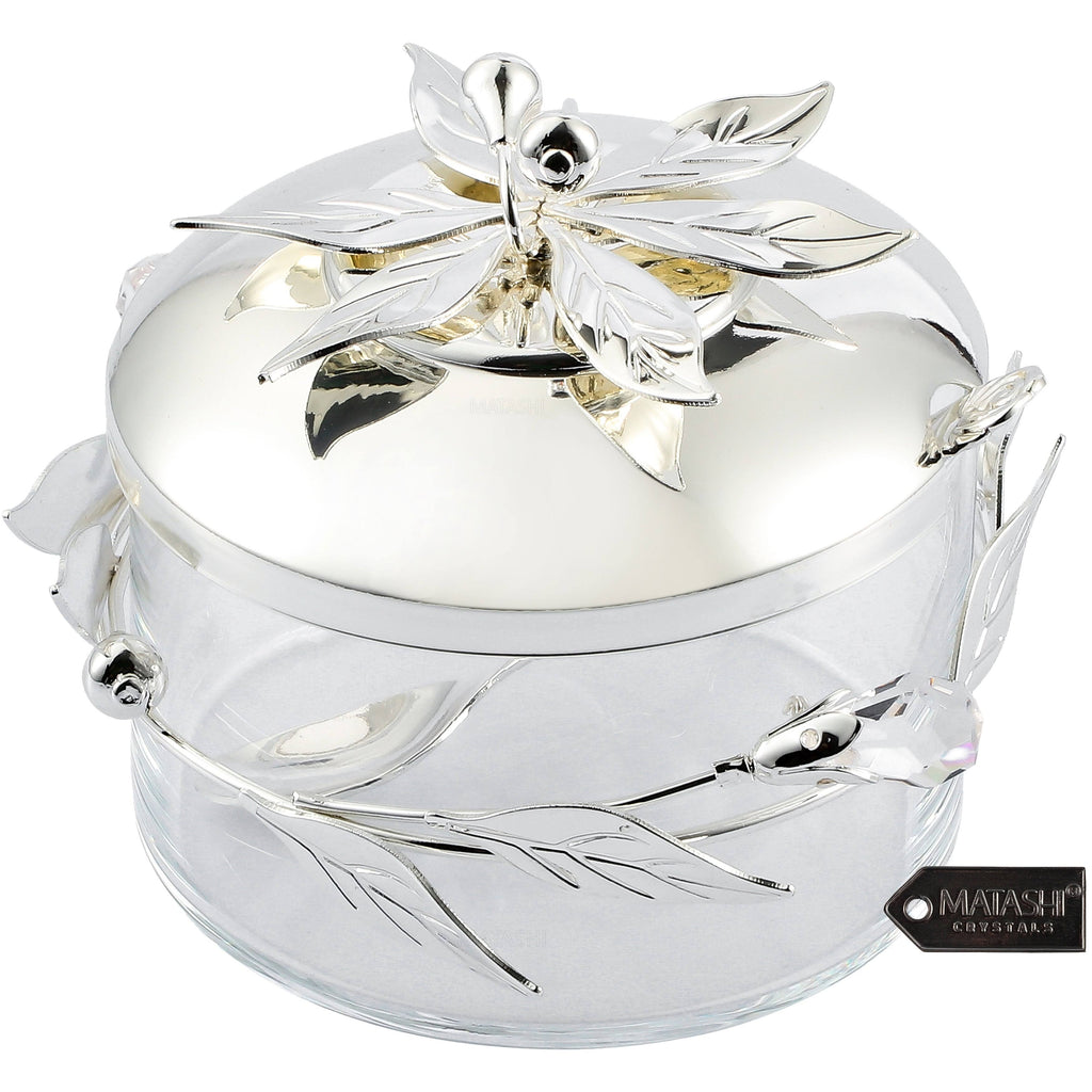 Silver Plated Sugar Bowl Glass Bowl with Spoon H883544