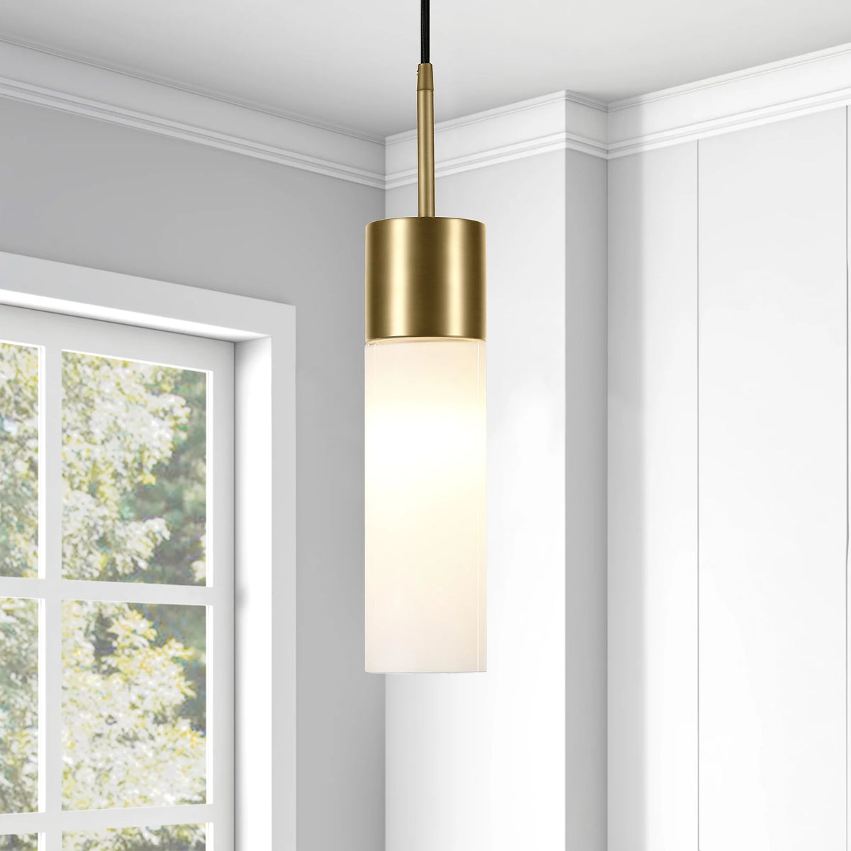 1-Light Pendant with Milk White Glass Shade N726849