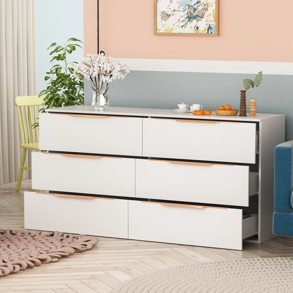 White 6-Drawer Double Dresser K91918