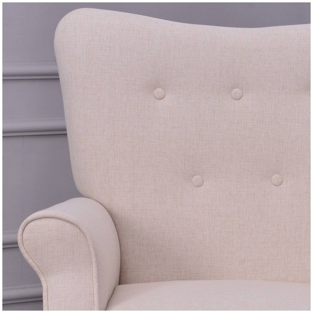 Beige Linen Wingback Accent Chair F6267