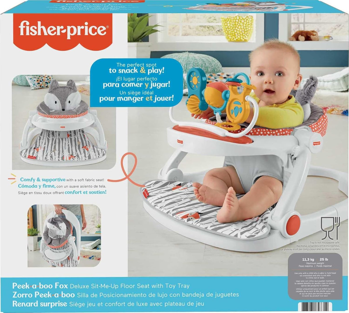 Portable Baby Floor Seat with Snack Tray and Toy Bar B124375
