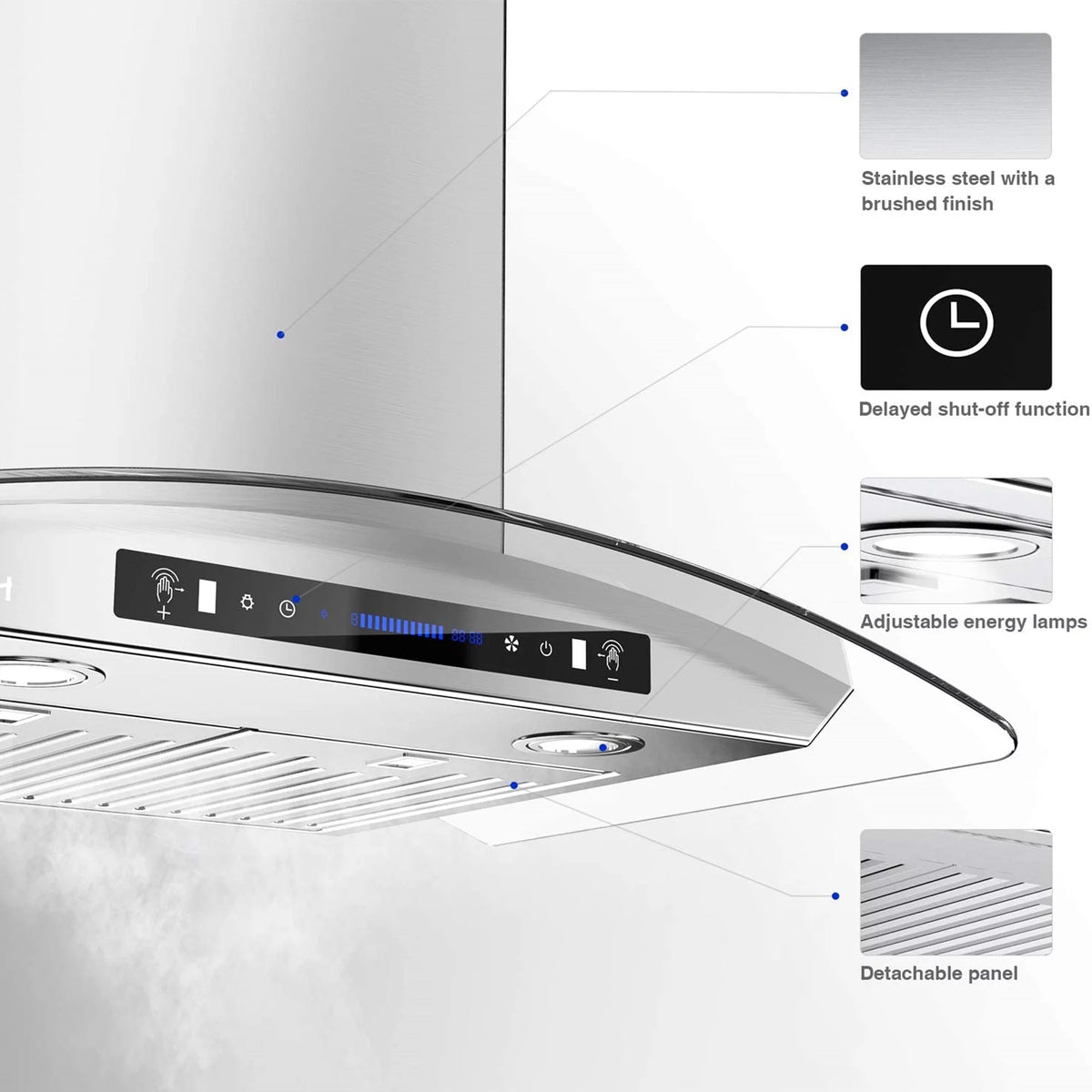 30 Inch Wall Mount Tempered Glass Range Hood U240564