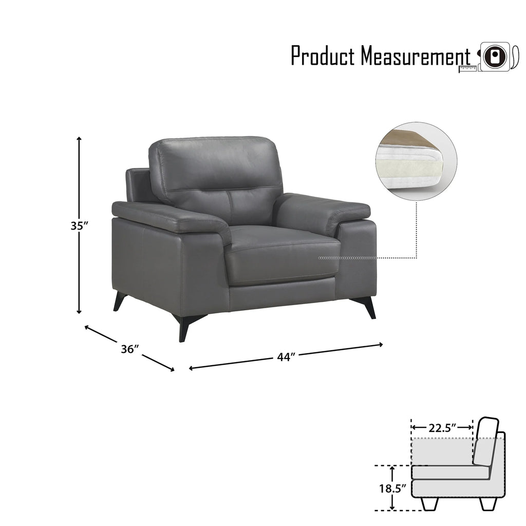 Dark Gray Leather Upholstered Chair N6877