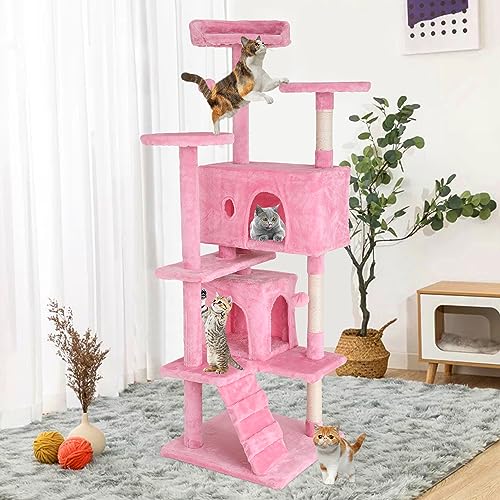 Dark Gray 70 Inches Cat Tree with Litter Box Enclosure G977