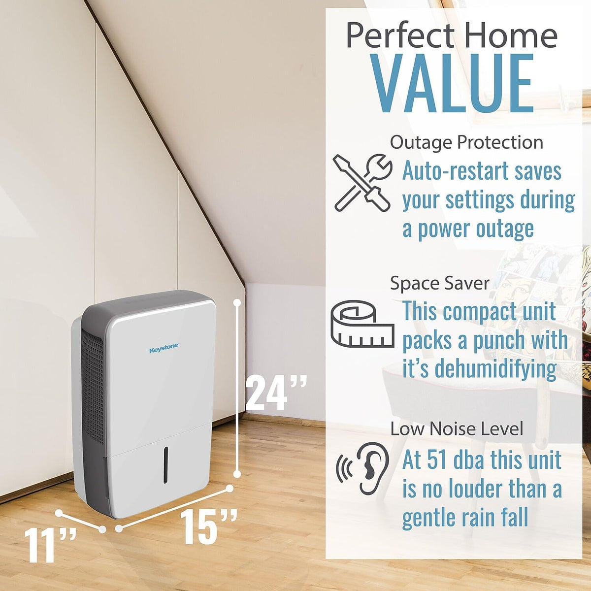 50-Pint Portable Dehumidifier with Auto-Shutoff, Timer, and LED Display H1321