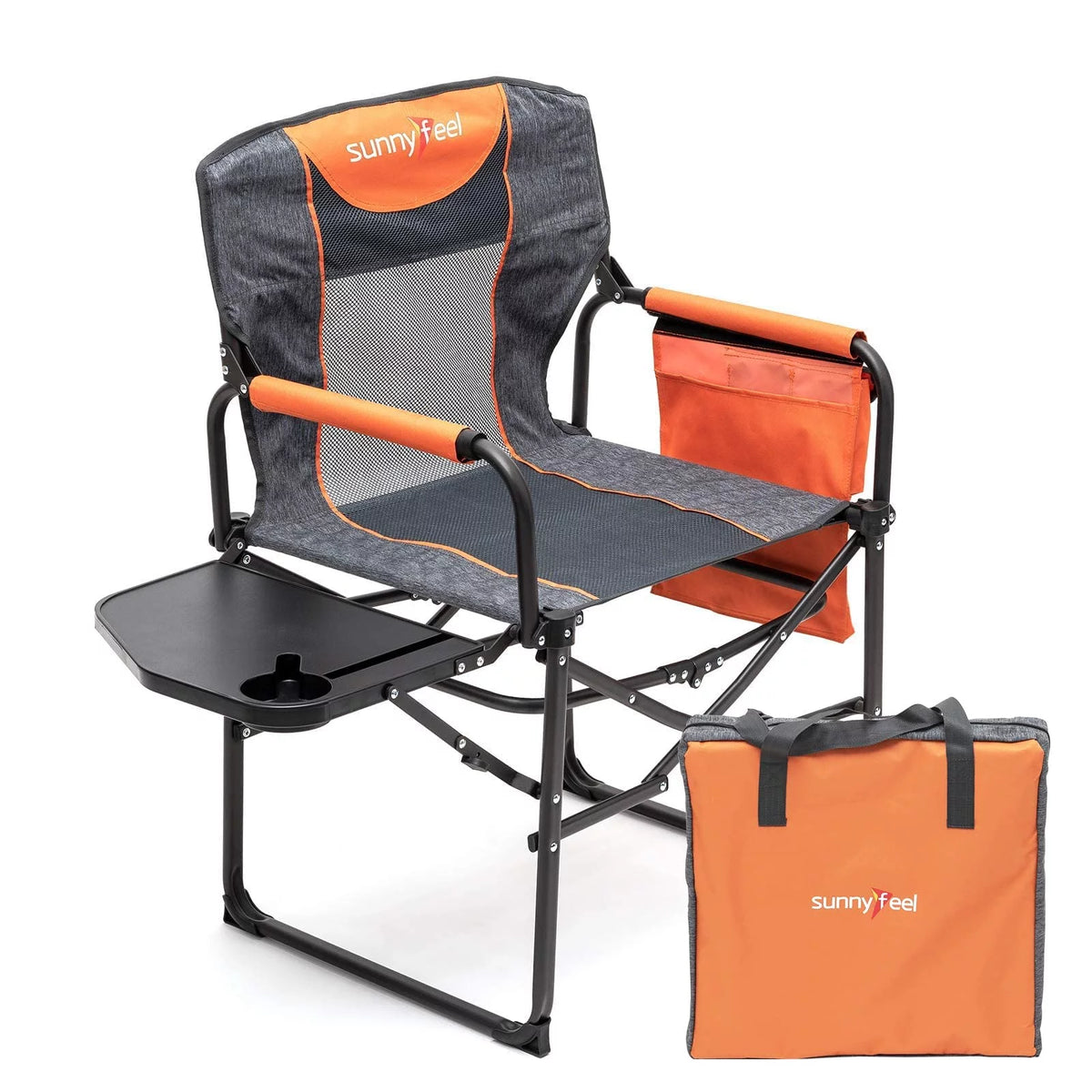 Compact Camping Director Chair with Side Table and Carry Bag C58141