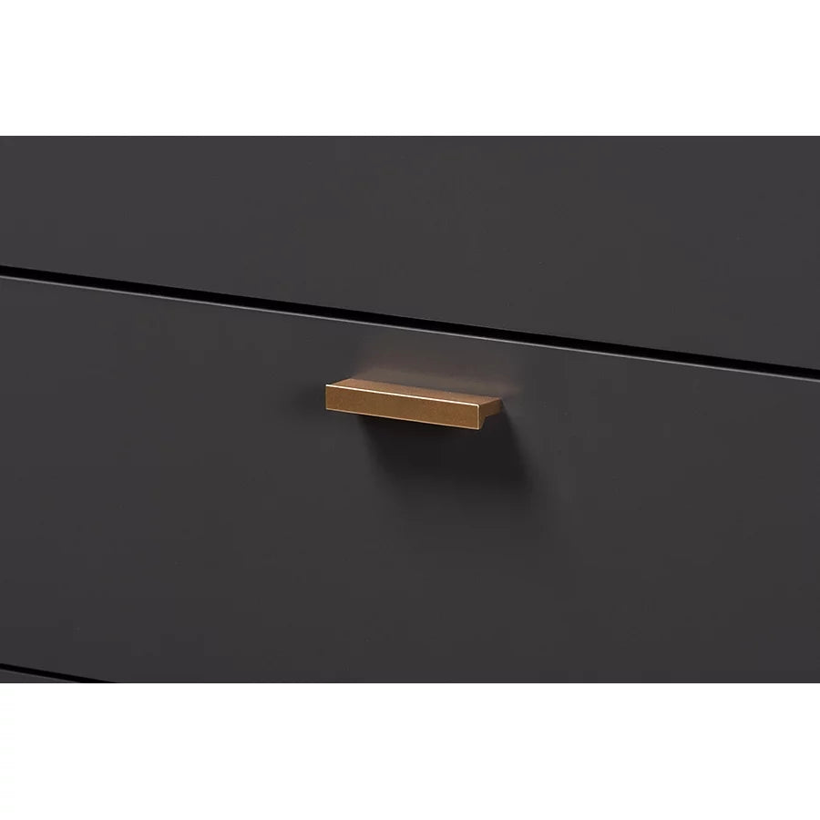 Dark Grey and Gold Finished Wood 5-Drawer Chest S496