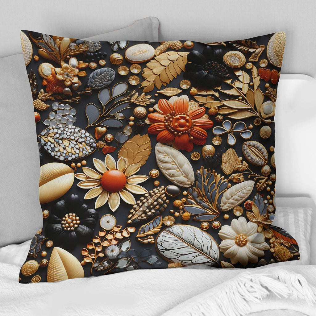 Black Boho Printed Throw Pillow B32413