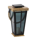 Black Wood and Glass Candle Lantern T3641