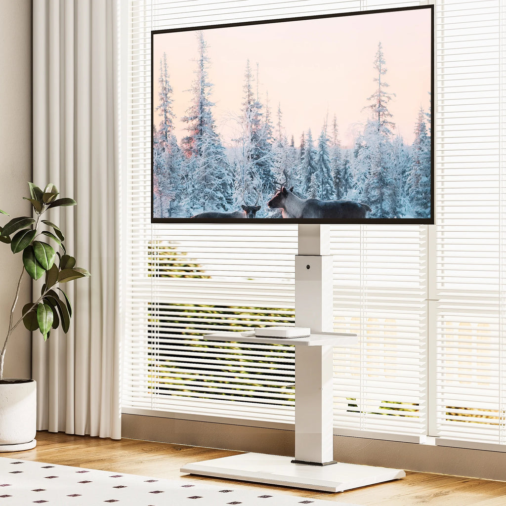 White Floor TV Stand with Mount for 26-65 inch Flat Screen TVs L308