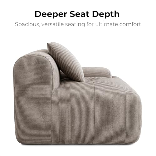 Green Corduroy L-Shaped Sectional Sofa with Ottoman T828920
