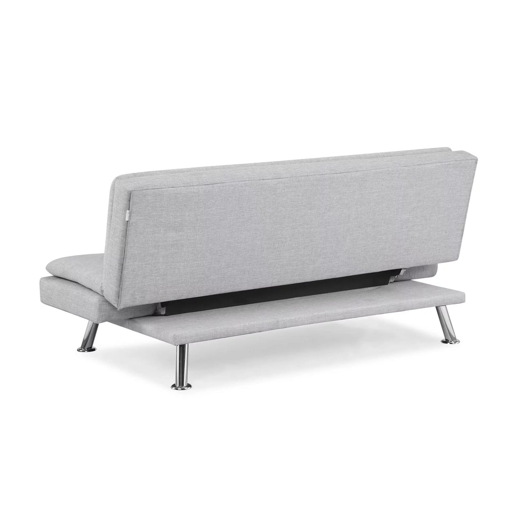 Light Gray Upholstery Futon with Adjustable Arms V836
