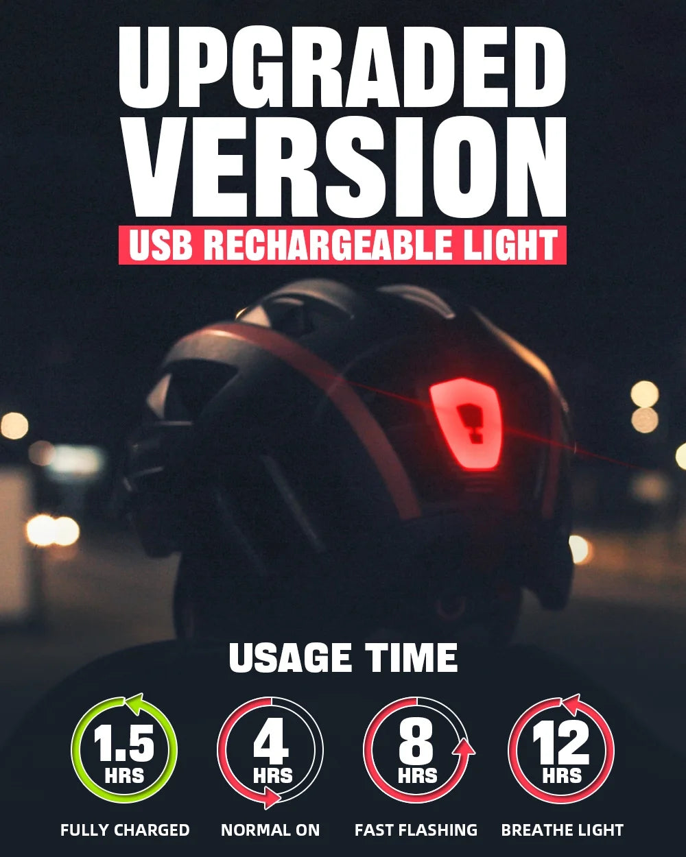 Bike Helmet with Visor and Goggles USB Rechargeable Light U80112