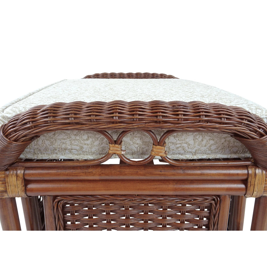Dark Walnut Natural Rattan Wicker Armchair with Ottoman and Cushion A345107