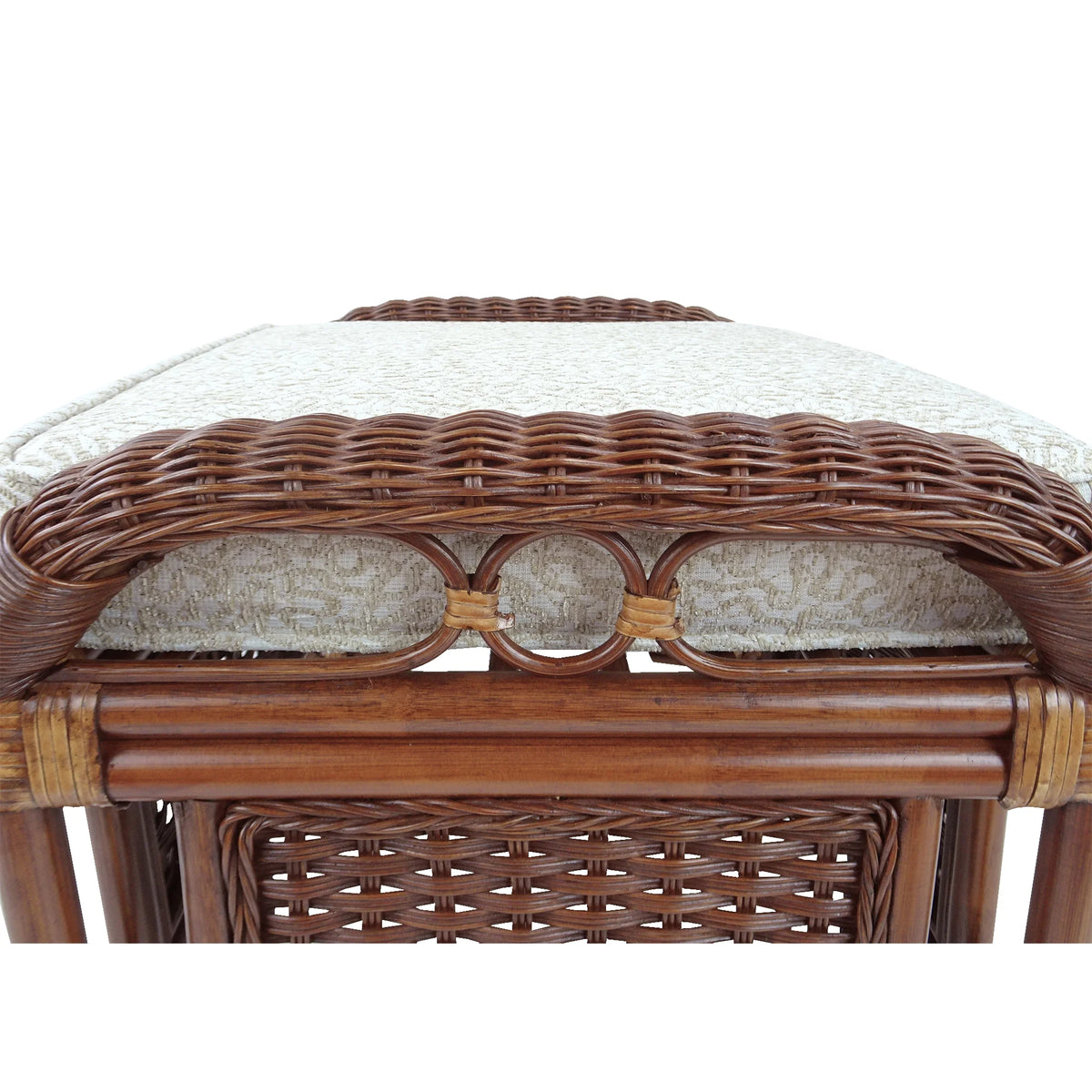 Dark Walnut Natural Rattan Wicker Armchair with Ottoman and Cushion A345107