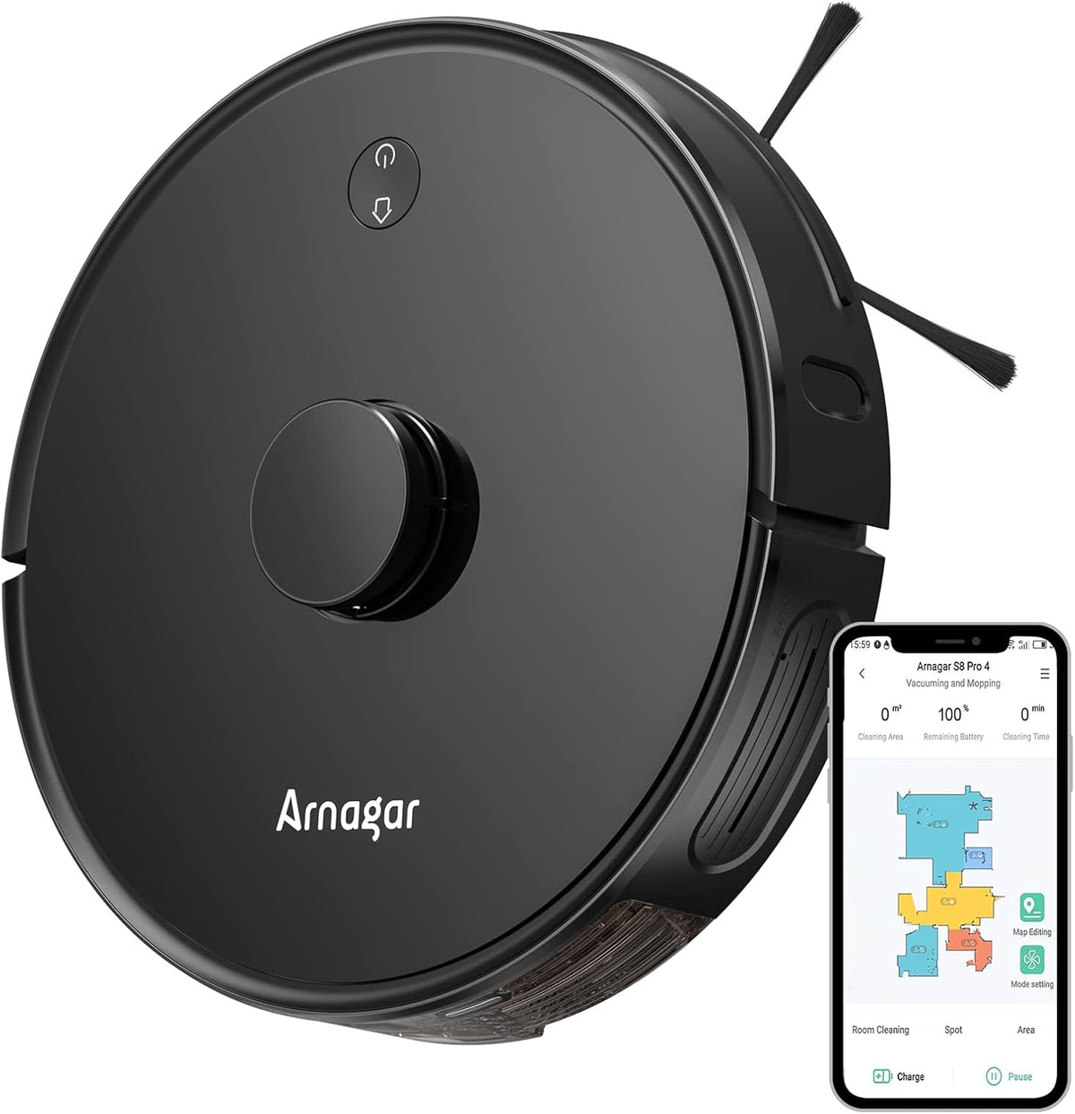 S8 Robot Vacuum and Mop Cleaner, 3500Pa Suction, App and Alexa Compatible W52259