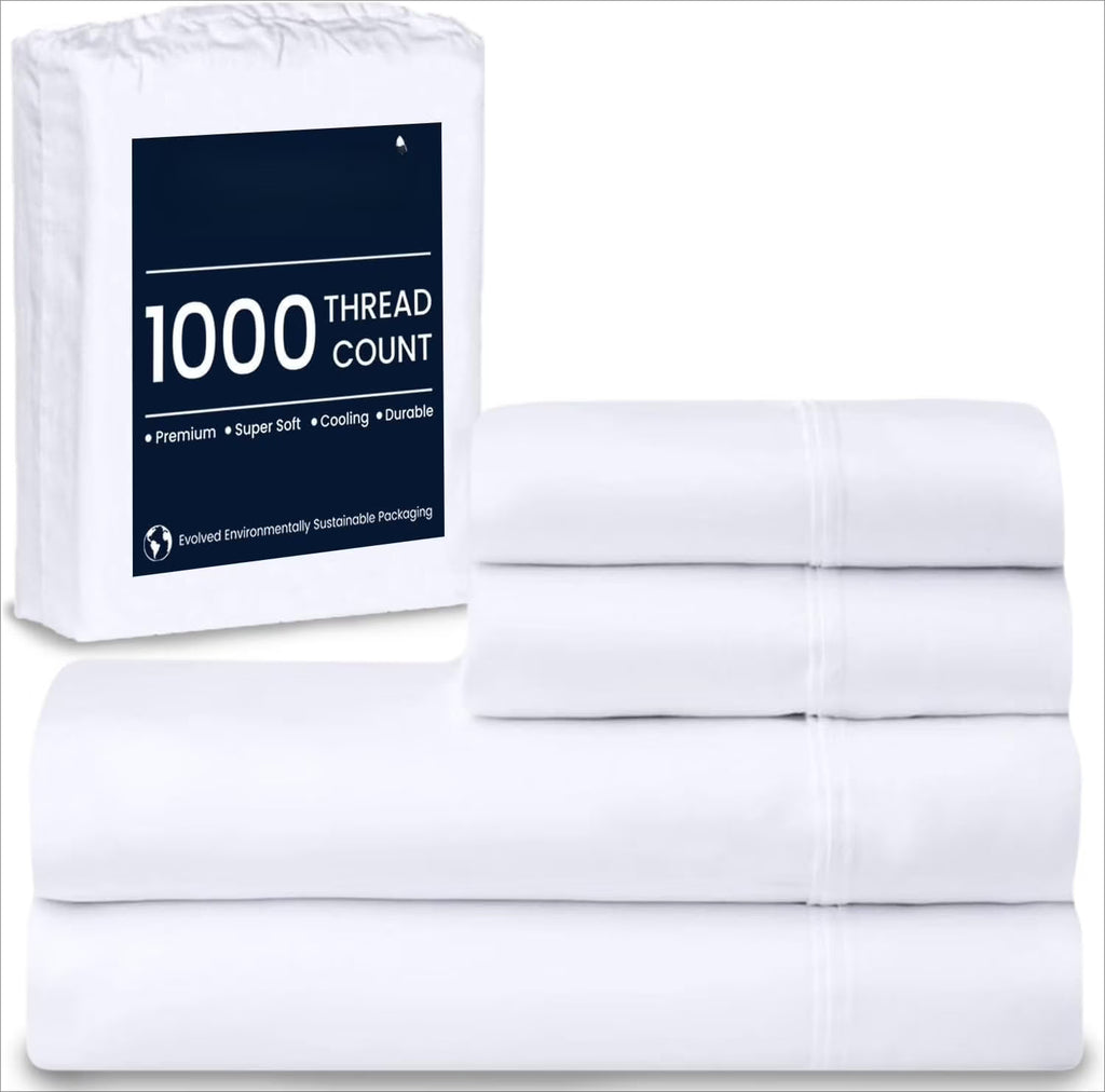 White 4-Piece Queen Egyptian Cotton Sheet Set W1425