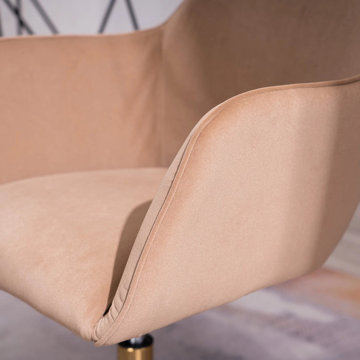 Velvet Adjustable Height Office Chair with Metal Legs and Wheels W620