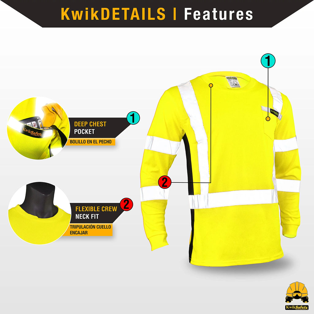 Long Sleeve Safety Shirt with Pocket & Reflective Tape Yellow Small B85684