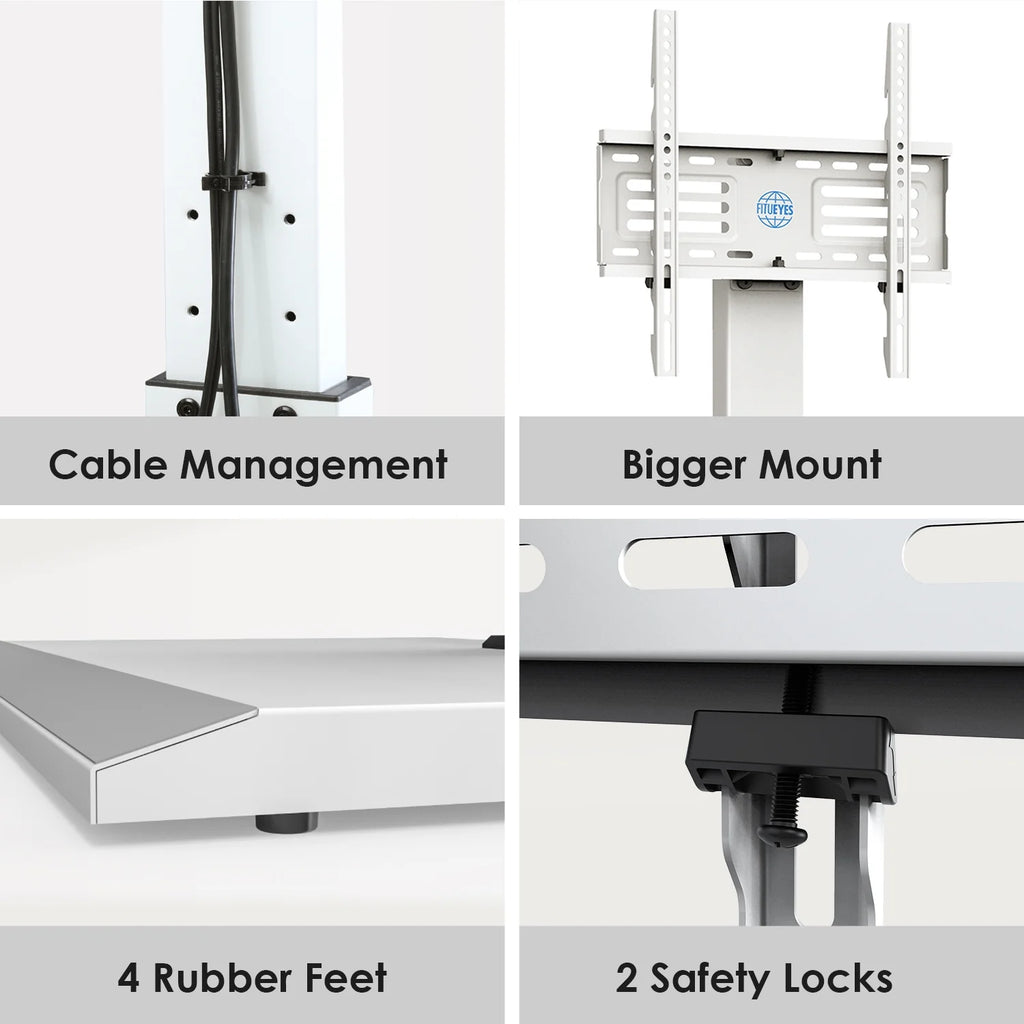 White Floor TV Stand with Mount for 26-65 inch Flat Screen TVs L308