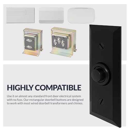 Black Rectangular Wired Metal Doorbell Button H276861