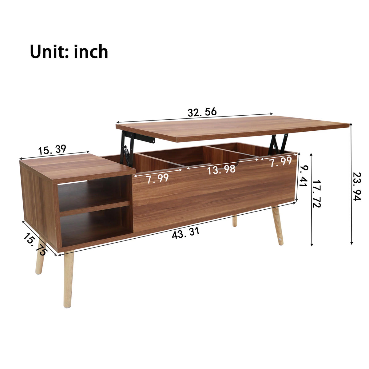 Brown Lift Top Coffee Table with Storage A4326