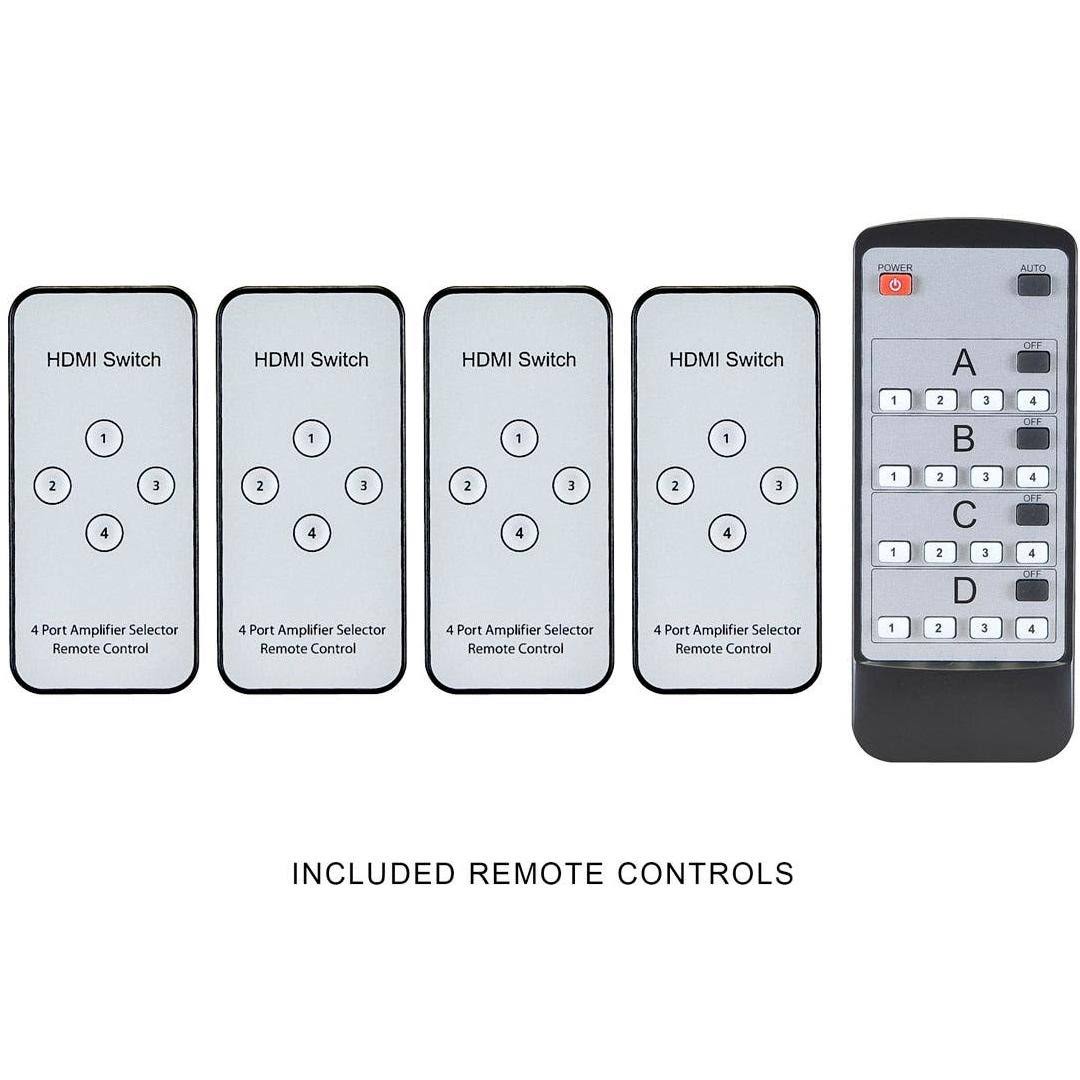 4x4 Matrix HDMI Switch/Splitter Over Cat5e/6 Cable w/Remote T308874