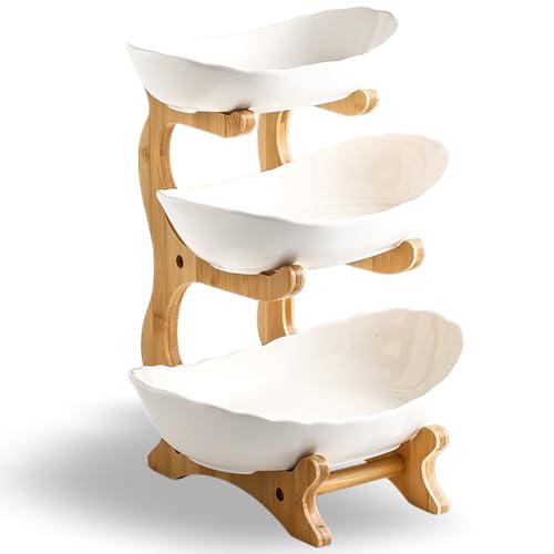 3 Tier White Ceramic Fruit Basket X5886