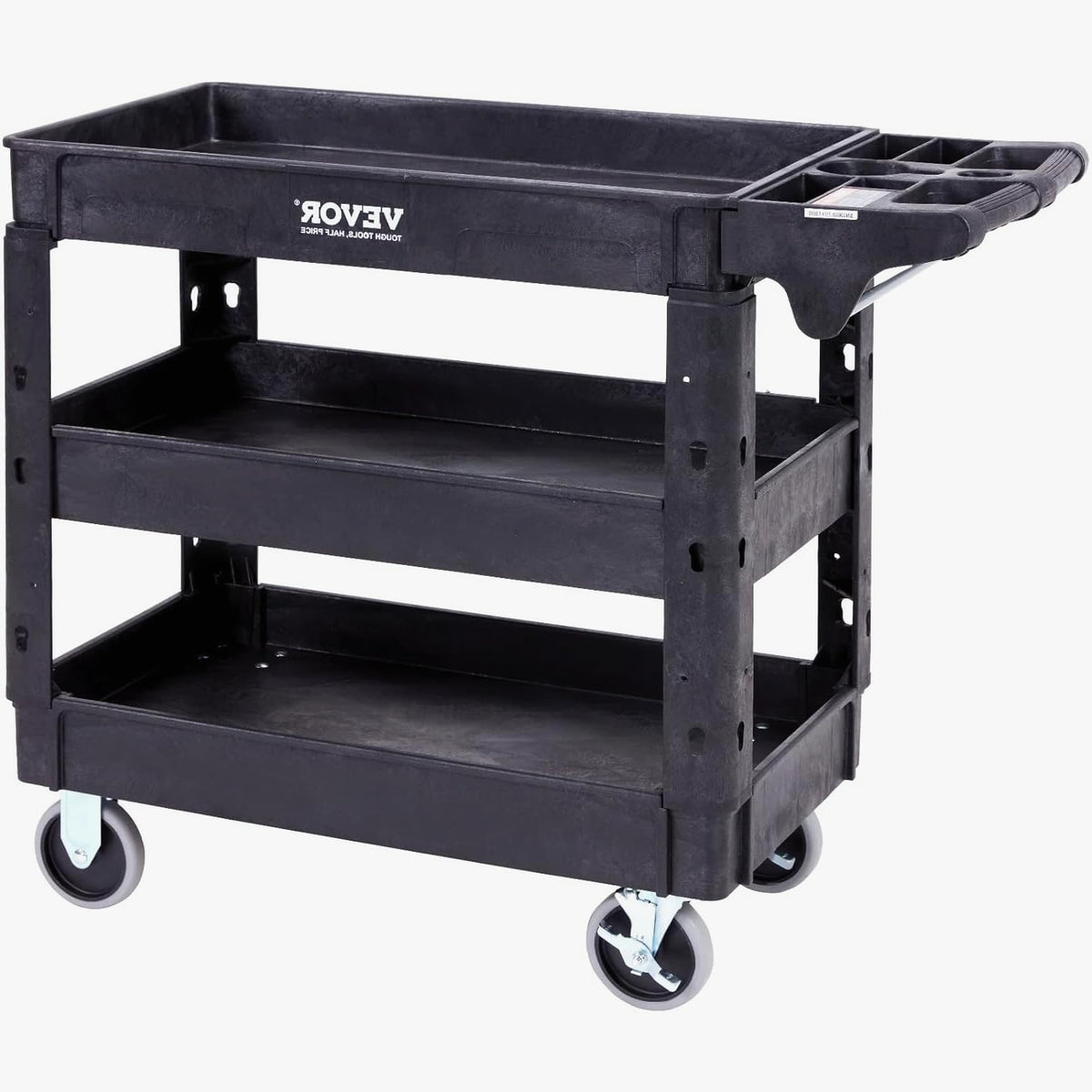 Black 3 Shelf Heavy Duty Utility Cart with Swivel Wheels U379960