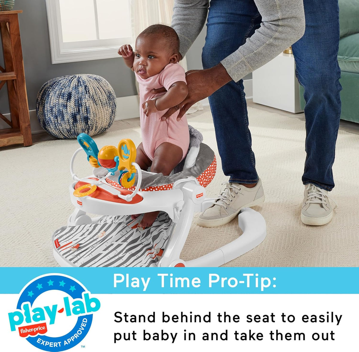 Portable Baby Floor Seat with Snack Tray and Toy Bar B124375