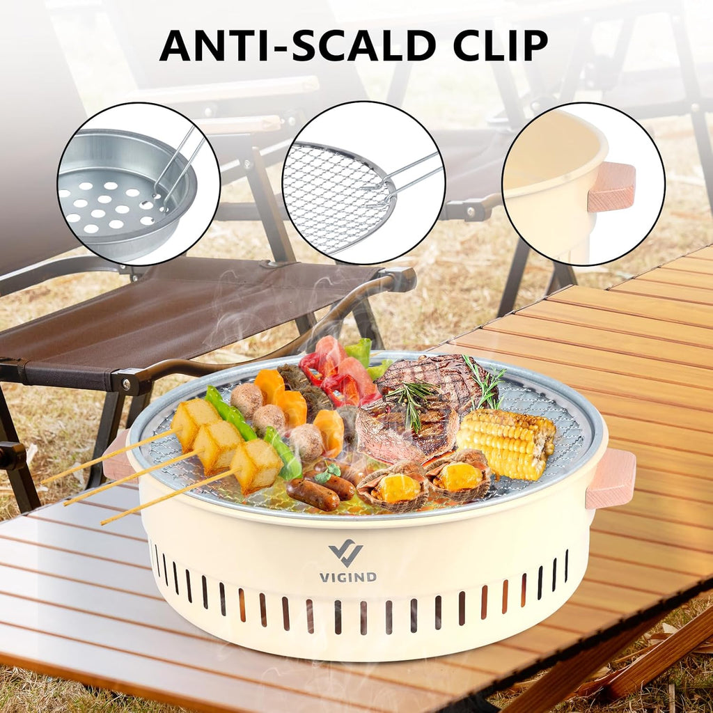 14inch Stainless Steel Charcoal Barbecue Grill with Folding Legs N49638