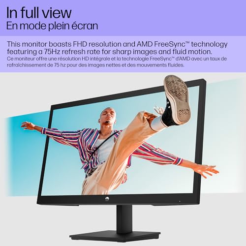 22 Inch Full HD 1080p Desktop Monitor 75Hz 5ms Anti-Glare Low Blue Light HDMI VGA Black Y262957