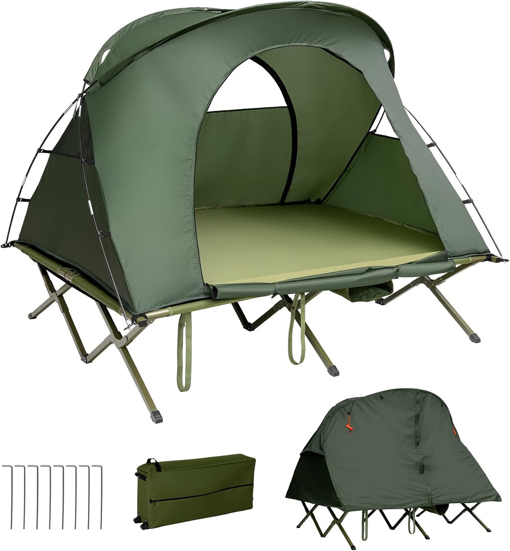 2-Person Camping Tent Cot with Self-Inflating Mattress M925