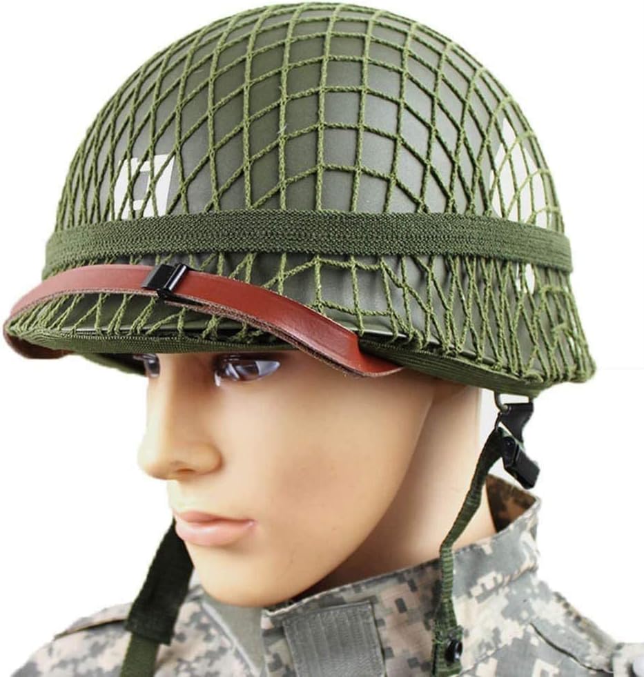 Green M1 Helmet Replica with Net and Canvas Chin Strap S72087