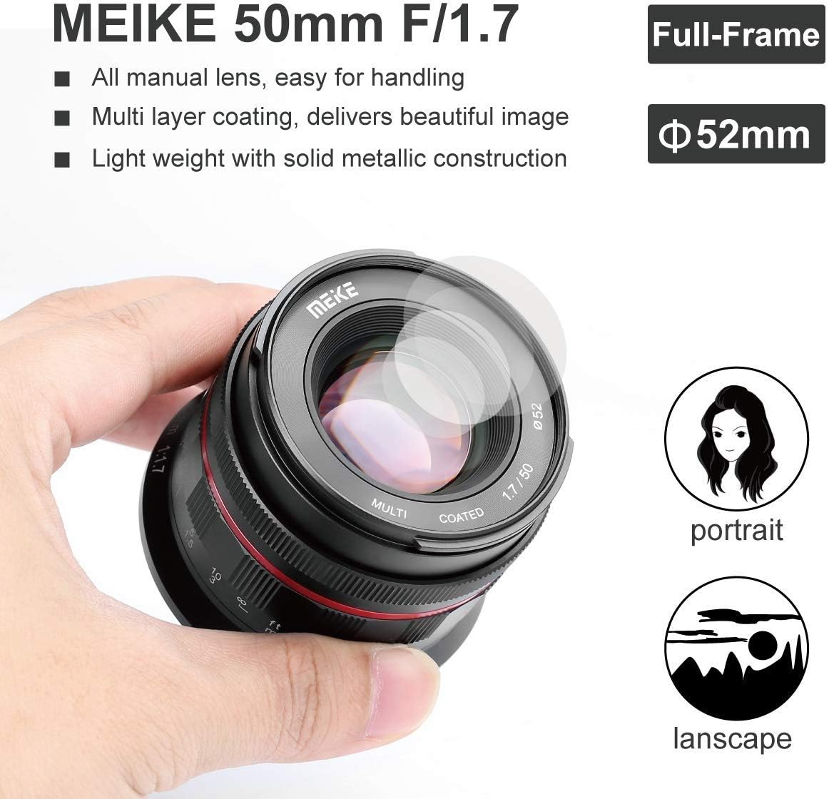 50mm F1.7 Full Frame Manual Focus Prime Lens J67032