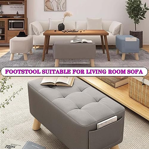 Rectangle Foot Stool with Padded Seat and Solid Wood Legs K324