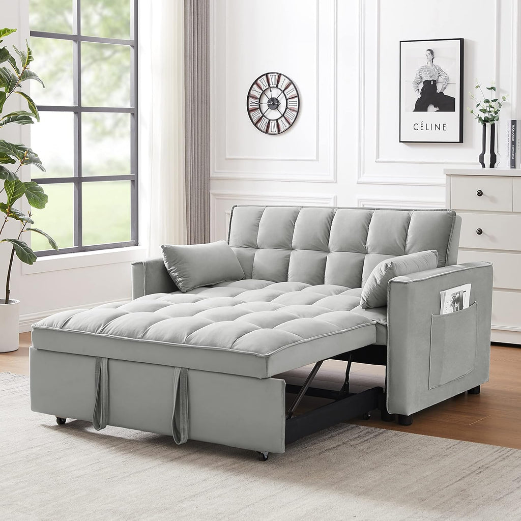 Gray Full Pull Out Sofa Bed with Pillows B839424