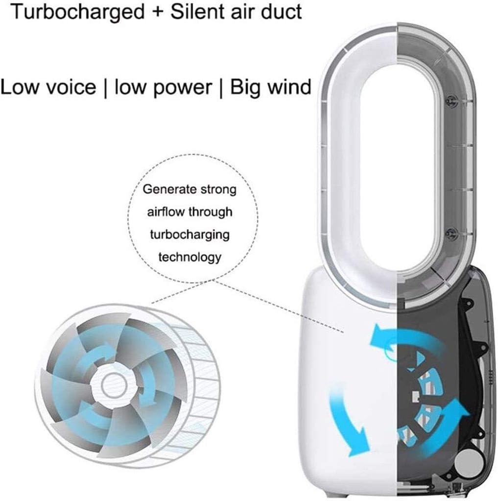 Bladeless Negative Ions Floor-Standing Tower Fan White D842