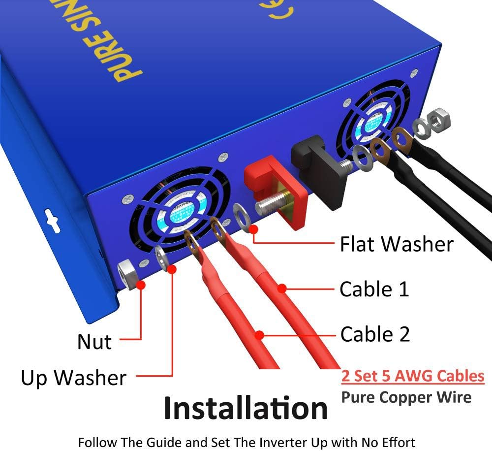 3000W Pure Sine Wave Power Inverter 24V DC to 110V 120V AC N861