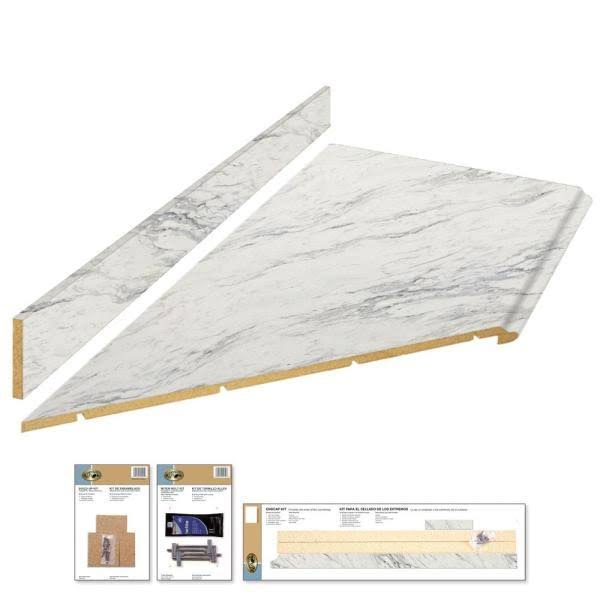 8 ft. White Laminate Countertop Kit with Left Miter and Full Wrap Ogee Edge Q36102